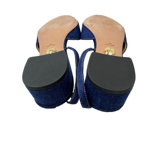 Veronica Beard Cecile Denim Cap Toe Slingback Heels Women's 9 Leather Italy NEW - Picture 7 of 9